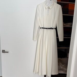 Elegant White Long-Sleeve Dress
